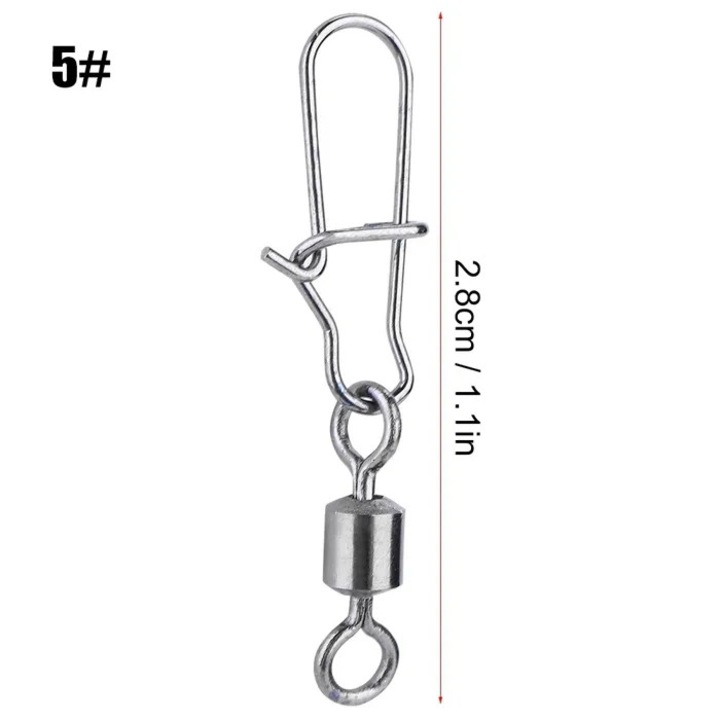 Set 50 articulatii pescuit inox 2.2x3.6cm argintiu