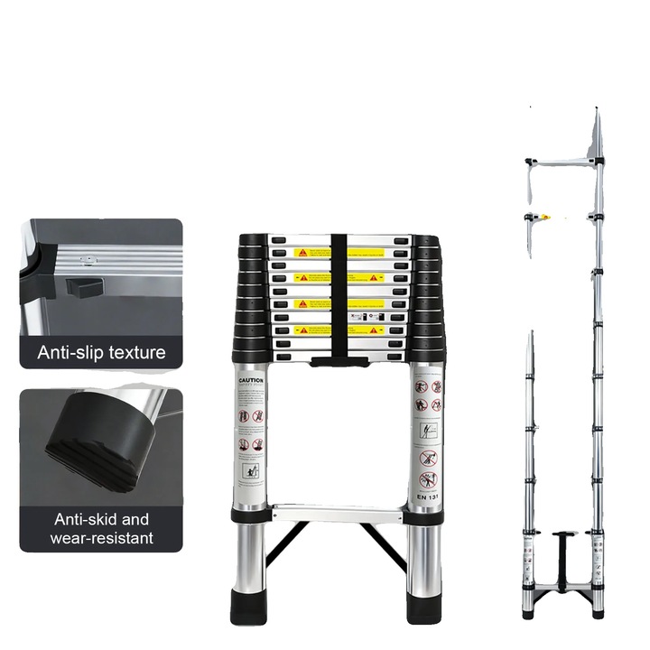 Scara telescopica 3.2m, otel inoxidabil, retractabila, sigura, usoara