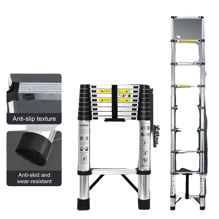 Scara telescopica 2.6m inox rezistenta la coroziune cu sistem de blocare sigur