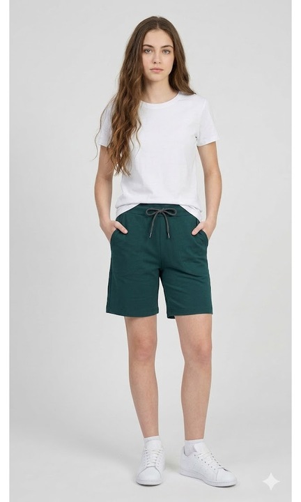 Pantaloni dama bumbac Elprod, Verde inchis