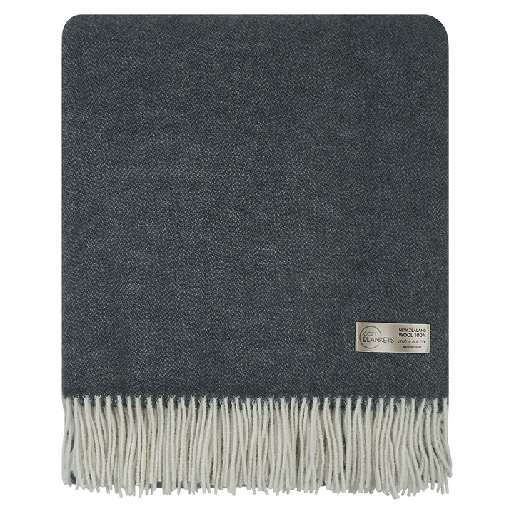 Pled Cozy Blankets 100% lana albastru 170x200cm
