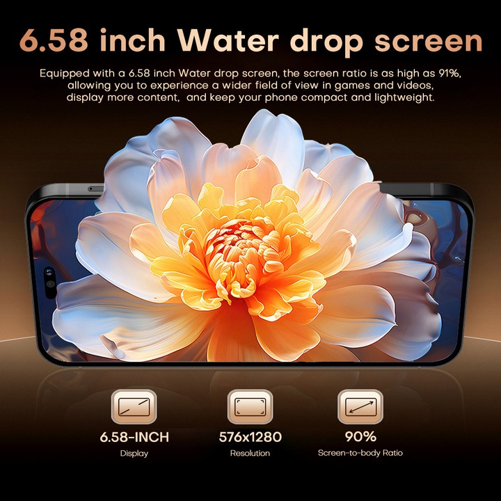 Okostelefon, Model 1, 6.58 hüvelykes Dynamic Island kijelző, 3GB RAM, 16GB ROM, Android 10, Dual SIM, dedikált MicroSD foglalat 256GB-ig, 13 MP kamera, 3250 mAh akkumulátor, Type-C port, Fekete