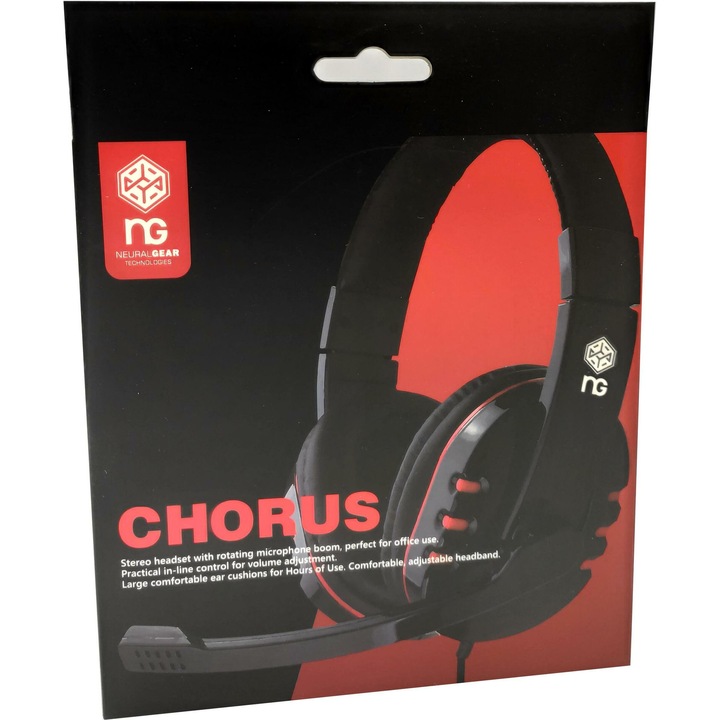Casti cu fir NG Chorus, microfon omni-directional, cablu 1.8m, negru