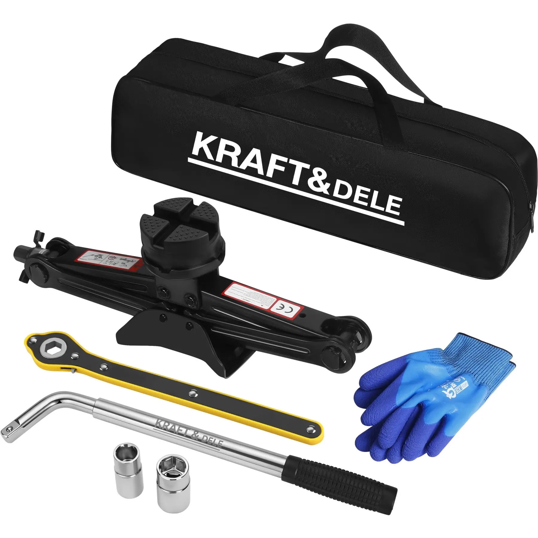 Cric trapezoidal Kraft&Dele, 2,5 tone, cursa 115-430 mm, set
