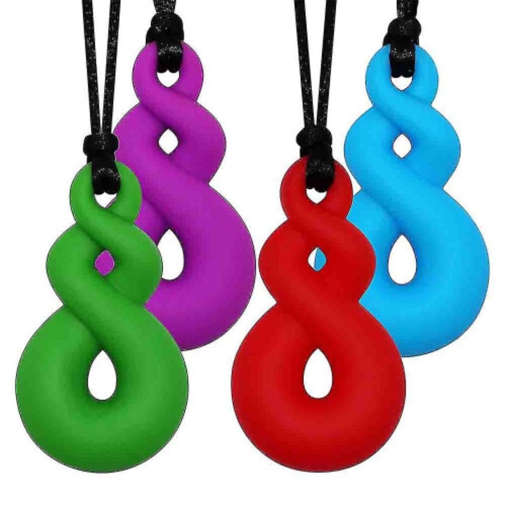 Set 4 coliere siliconice pentru dentitie copii multicolor