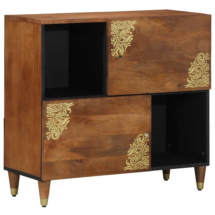 vidaXL Széf polcokkal tárolóval Barna 80 x 33 x 75 cm Tömör Mangófát 4018763