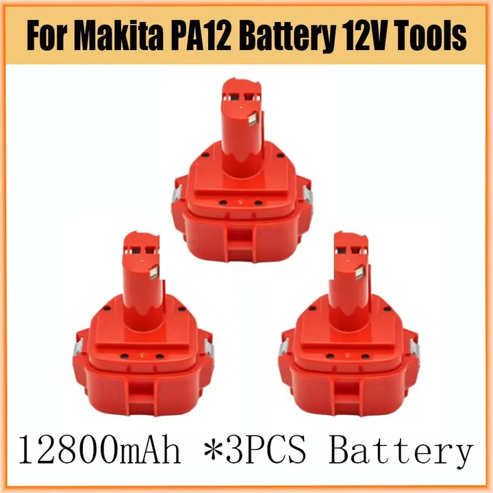 Acumulator PA12 pentru scule electrice, 12 V Ni-MH, 12800 mAh / 12, 8 Ah, compatibil 1200 1220 1222 1233SA B1235 192681-5, set 3 bucati
