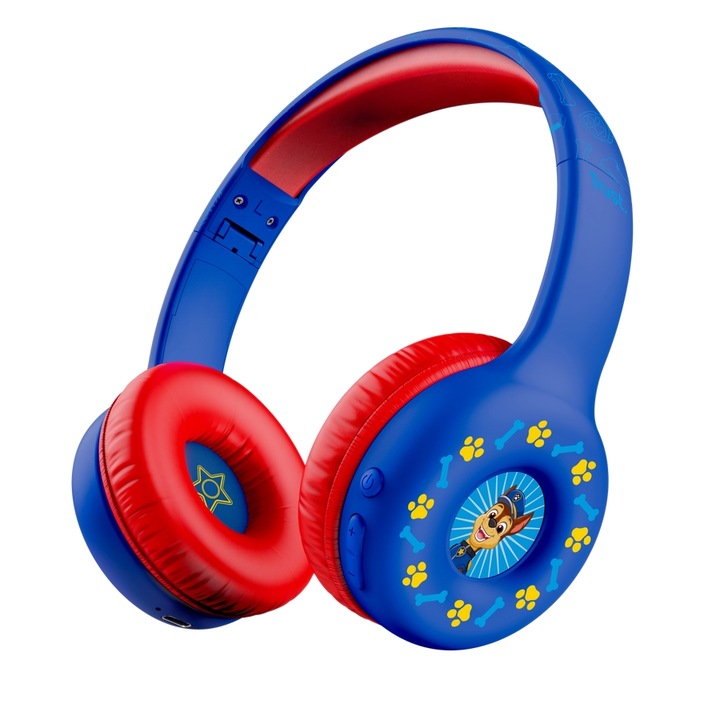 Trust Paw Patrol vezeték nélküli fejhallgató, kék, standard, USB, 3.5mm, 85 dB, 15 óra akkumulátor-üzemidő