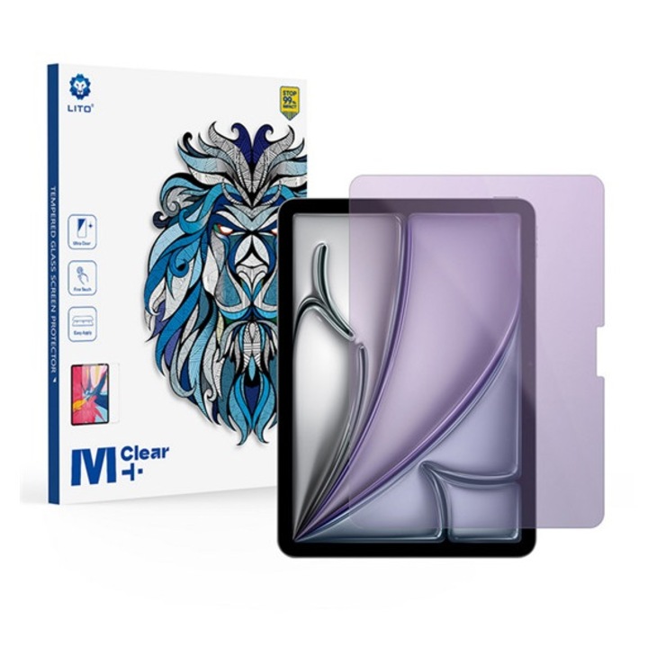 Lito classic anti-blue light képernyővédő üveg, 2.5d, kék fény védelem, 0.33mm, 9h, átlátszó, kompatibilis: IPAD Air 11, 2026, / Air 11, 2025, / Air 11, 2024