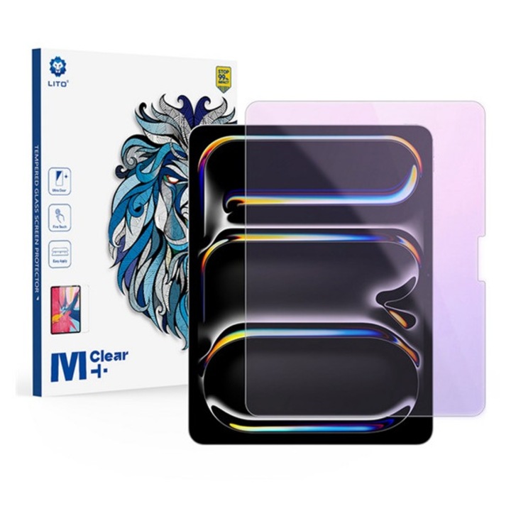 Lito classic anti-blue light képernyővédő üveg, 2.5d, kék fény védelem, 0.33mm, 9h, átlátszó, kompatibilis: IPAD Pro 13, 2025, / Pro 13, 2024
