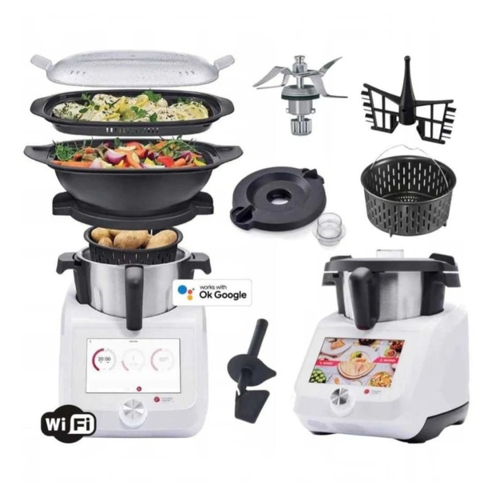 Robot Premium de bucatarie SilverCrest Monsieur Cuisine Smart, 1000W, bol 4.5L, WiFi, ecran tactil