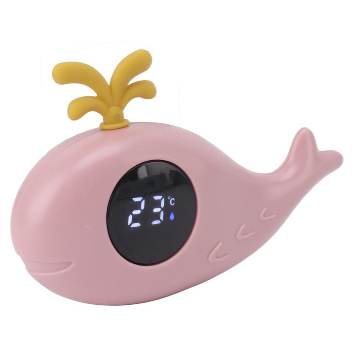 Digitális babafürdő hőmérő, bálna design, hordozható, vízálló