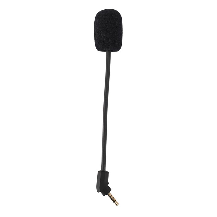 Fejhallgató csere mikrofon, kompatibilis a HyperX Cloud Revolver/Revolver S modellekkel, 3.5mm aranyozott jack csatlakozó, levehető, habszivacs védelemmel, állítható flexibilis kar, fekete, 1 db