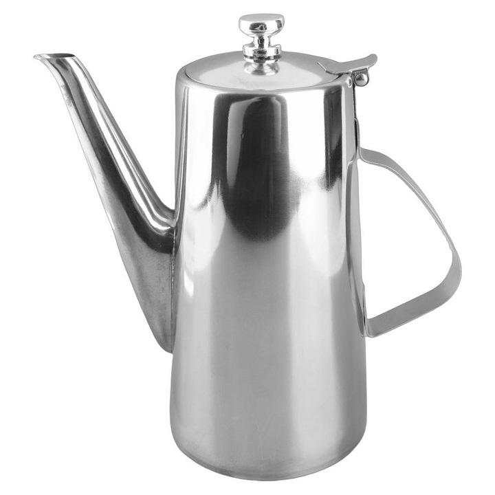 Rozsdamentes acél teáskanna, 2L űrtartalom, ergonomikus fogantyú, ezüst, 11.7x24cm