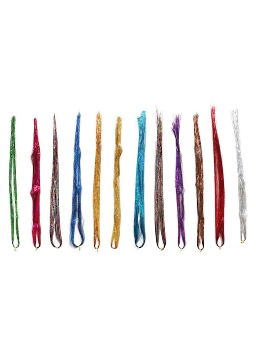 Extensii par sclipitoare multicolor rezistente la caldura 12 culori