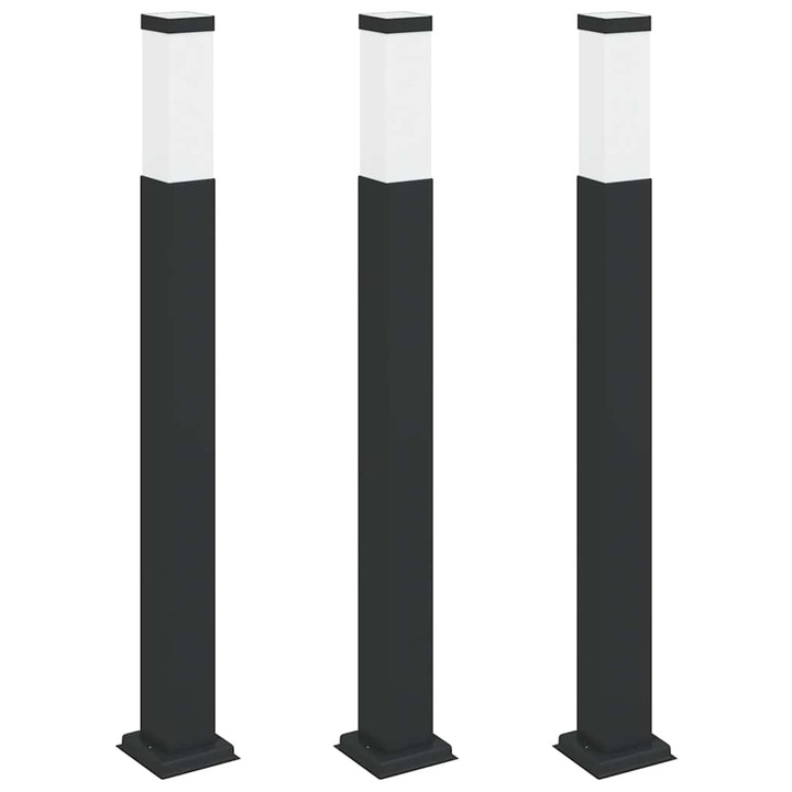 Осветителни стълбове за стълбове vidaXL, 3 бр., 80 см, черни, IP44