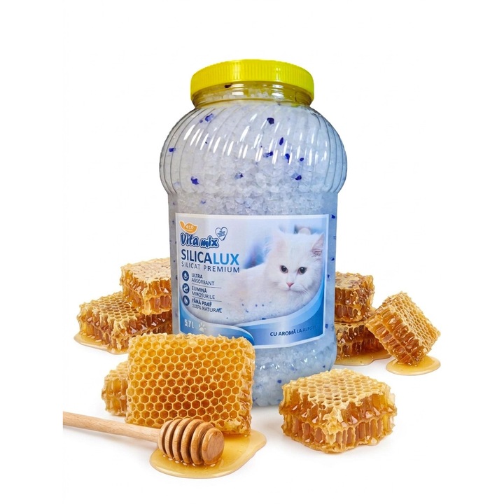Așternut igienic pentru pisici SilicaLux, Vitamix, cu aromă de miere, 5.7 Litri