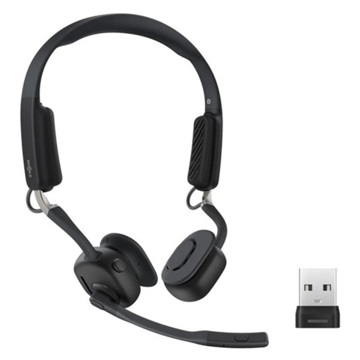Shokz OpenMeet Bluetooth слушалки стерео, костна проводимост, v5.4, TWS, микрофон, водоустойчиви + USB адаптер, черни
