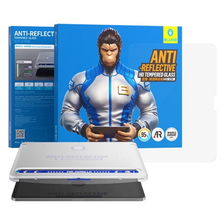 Blueo hd képernyővédő üveg, 3d, full cover, tükröződésmentes, 9h + segédkeret, átlátszó, kompatibilis: IPAD Pro 13, 2025, / Pro 13, 2024