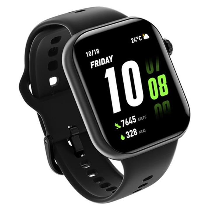 Honor Choice Infowear Watch 2i okosóra, szilikon szíj, állítható, aktivitásmérő, pulzusmérő, ip68, fekete