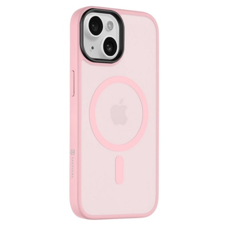 Tactical magforce hyperstealth szilikon mobiltelefon tok, ütésállóság, átlátszó matt hátlap, magsafe, rózsaszín, kompatibilis: iPhone 15