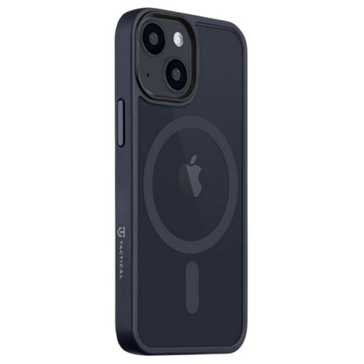 Tactical magforce hyperstealth szilikon mobiltelefon tok, ütésállóság, átlátszó matt hátlap, magsafe, sötétkék, kompatibilis: iPhone 13 mini