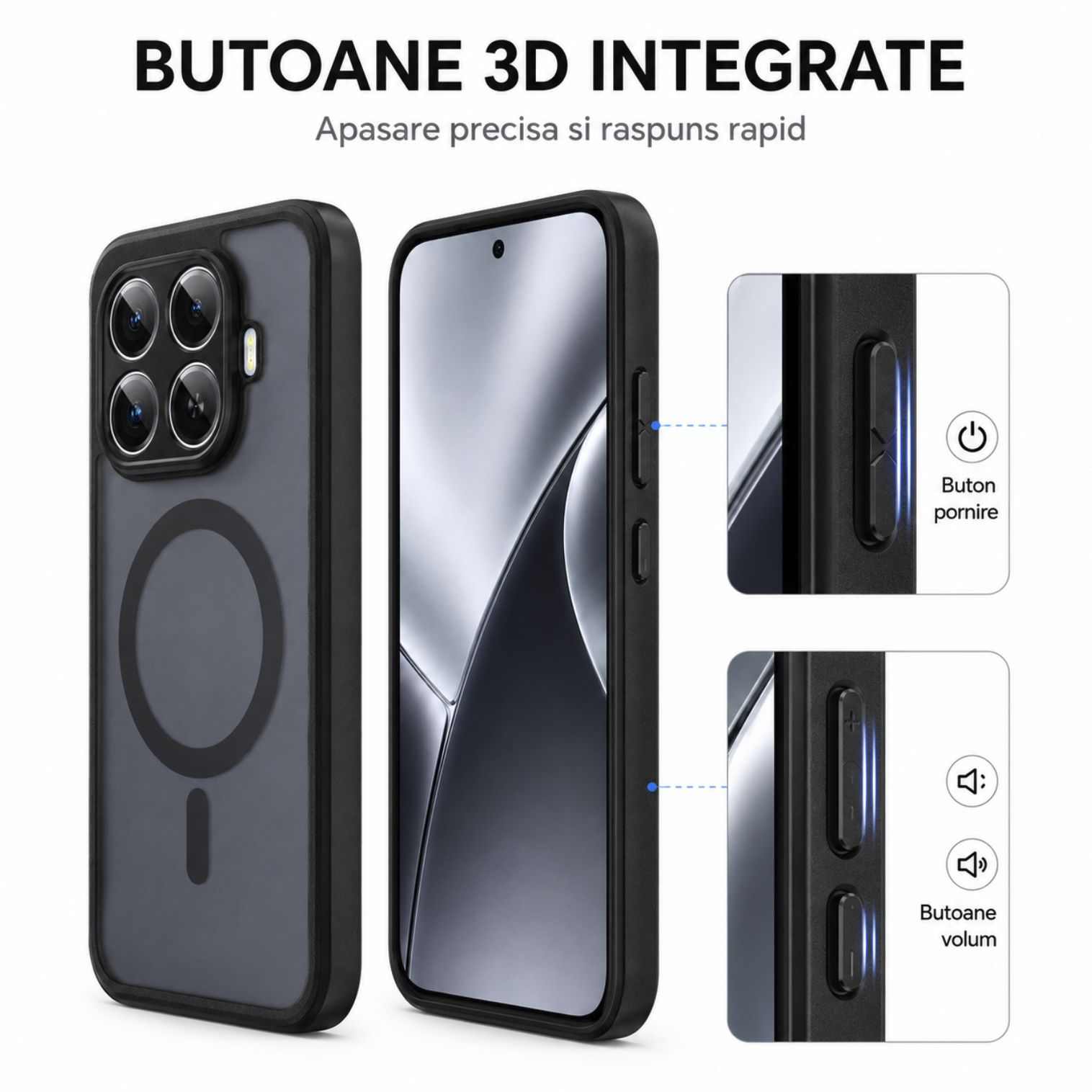 Husa pentru Xiaomi 17T Pro, Magsafe, Protectie Cameres, Patru Colturi Anti-soc, TPU, Negru