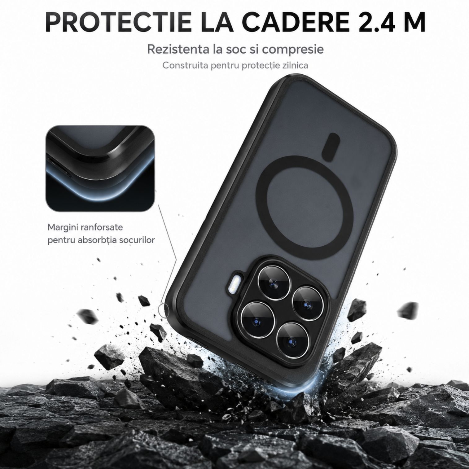 Husa pentru Xiaomi 17T Pro, Magsafe, Protectie Cameres, Patru Colturi Anti-soc, TPU, Negru