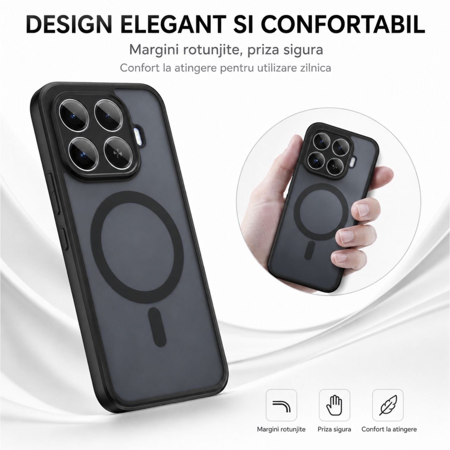 Husa pentru Xiaomi 17T Pro, Magsafe, Protectie Cameres, Patru Colturi Anti-soc, TPU, Negru