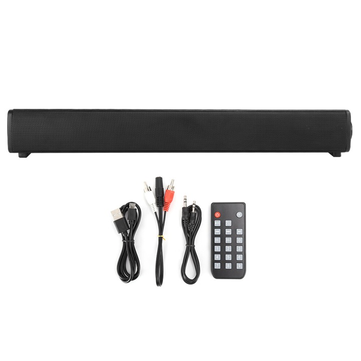 Multimédiás soundbar, vezeték nélküli, könnyű, fekete