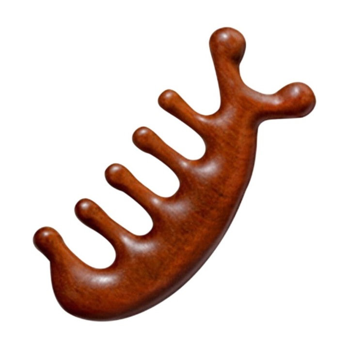 Pieptene lemn cu dinti largi, natural, maro, 11.5x5x2cm