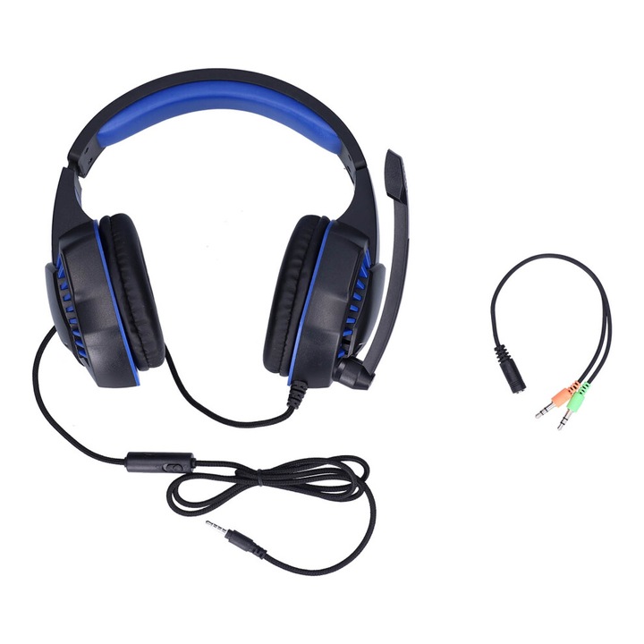 Casti gaming cu microfon, usoare, reducere zgomot, negru, universal 3.5mm