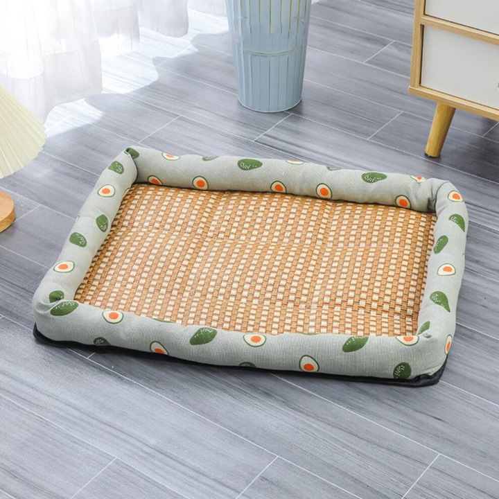 Culcus racoritor pentru animale, 90x70x7cm, ratan si material textil, pentru caini si pisici