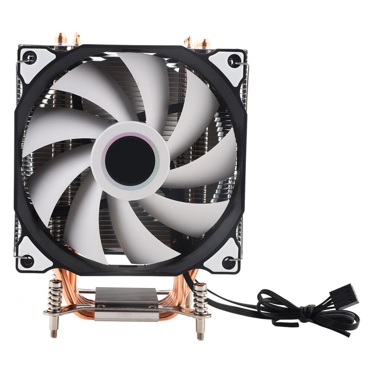 Processzorhűtő, csendes ventilátor, közvetlen érintkezésű hőcsövek, fekete, univerzális