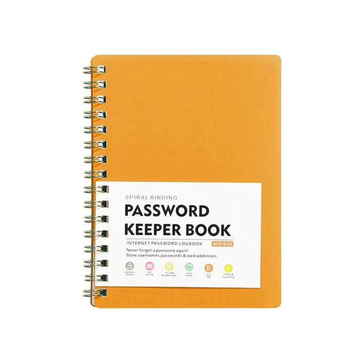 Carnet parole cu file alfabetice, organizator adrese internet, compact, alb, 12x18cm