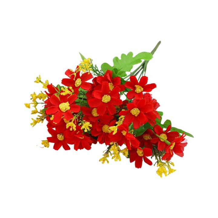 Művirágok, 28 ágú szett, piros krizantémok, 32cm