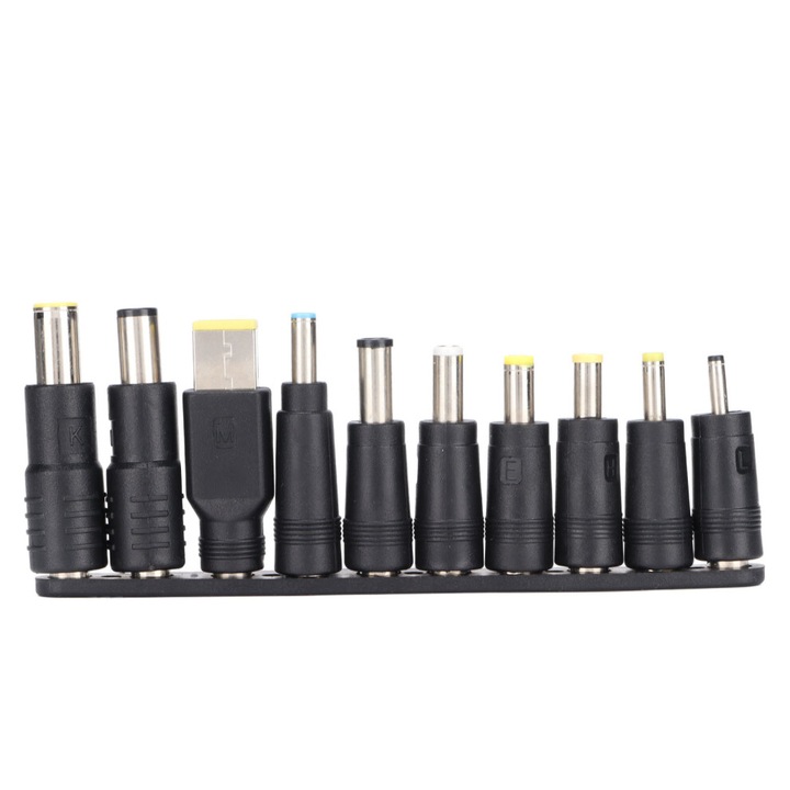 10 db univerzális DC adapter készlet laptop töltőhöz, hordozható, tartós, fekete
