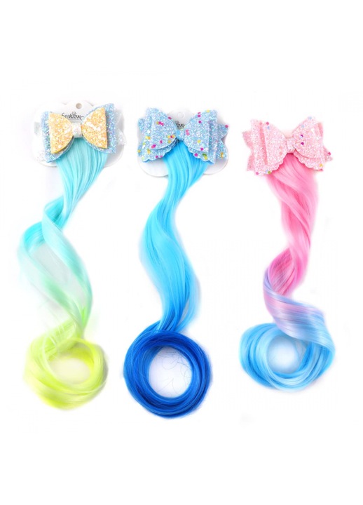 Extensii par multicolor, 12 inch, set 2 buc, material sintetic polyester