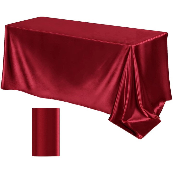 Piros szatén asztalterítő 260x145cm elegáns rendezvényekre