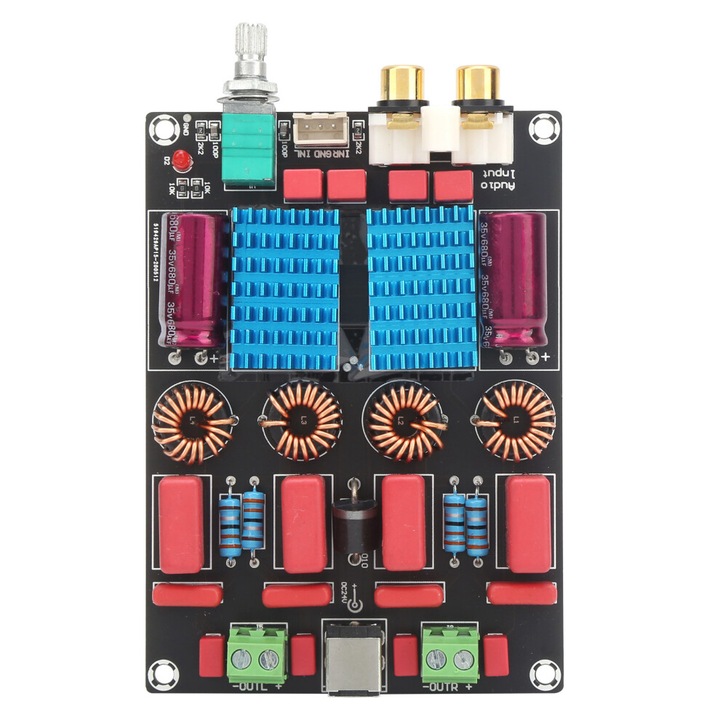 Digitális erősítő panel 2x100W, 110x79x22mm, 50mA, 90% hatékonyság