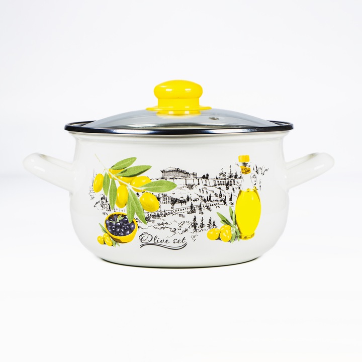 TOO BELLY OLIVE 2, 8 literes, 18cm átmérő, 12cm magasságú lábas (fazék) üveg fedővel
