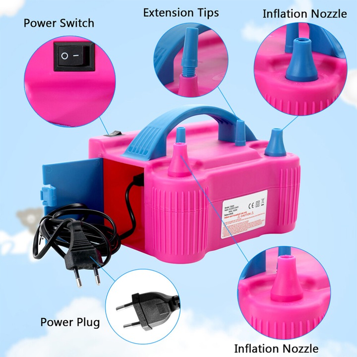 Pompa electrica pentru baloane, 600W, 4 duze, alb, 19.5x15.5x12.5cm