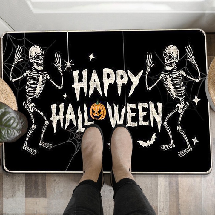 Halloween bejárati szőnyeg, 40x60cm, poliészter, fekete, gótikus témájú