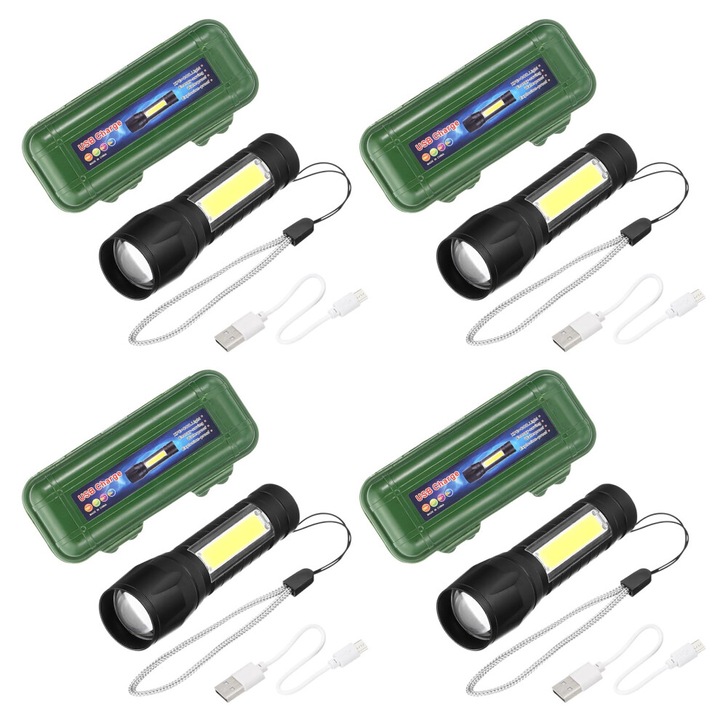 LED USB lámpa szett, strapabíró, állítható zoom, fehér, 9.1x2.6cm