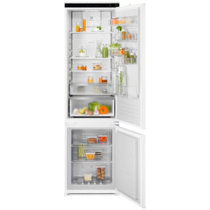 Combina frigorifica incorporabila Electrolux ENA7CD19S, 269 l, Seria 700, No Frost, Multiflow, Usa reversibila, Control electronic, Semnal acustic, clasa D, H 189 cm