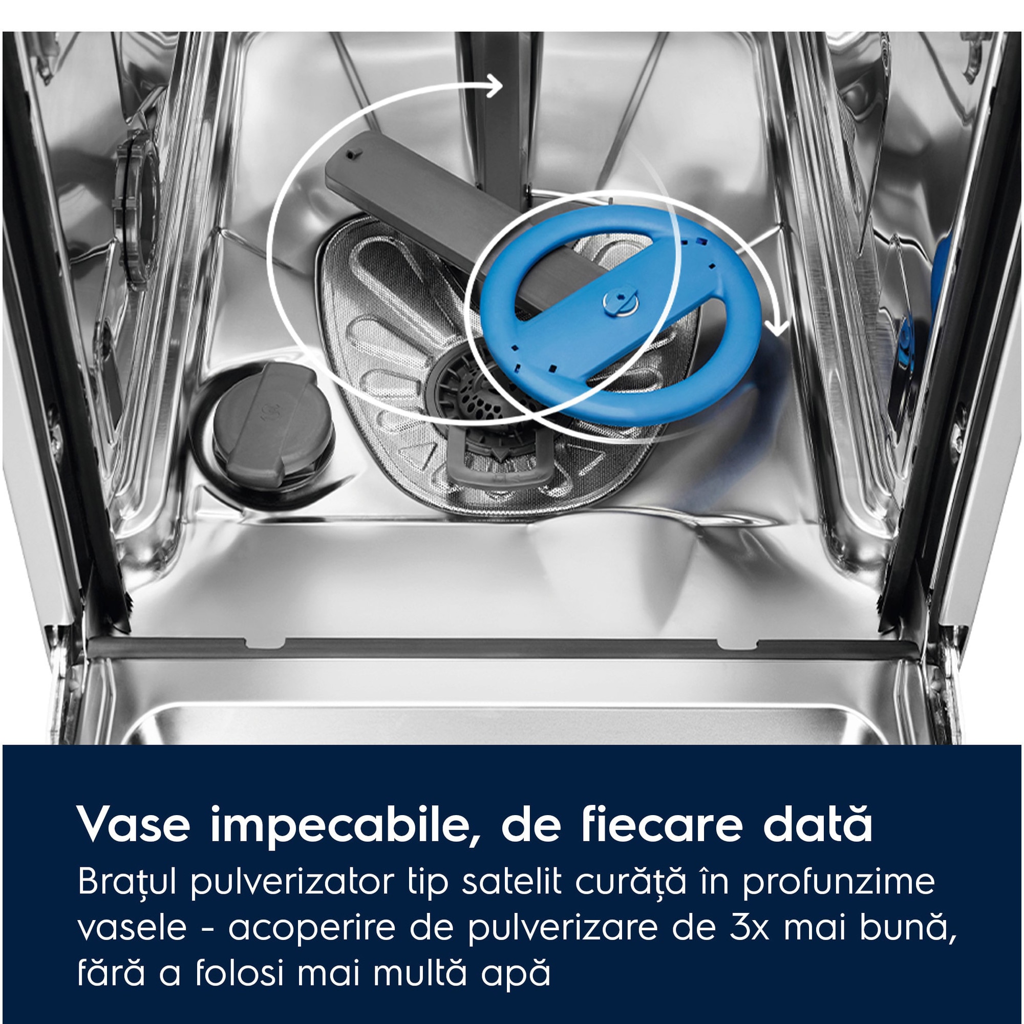 Masina de spalat vase incorporabila Electrolux EEG63430L, Seria 700, 10 seturi, 8 programe, AirDry, InfoLight, Brat SatelliteClean, Motor inverter, Clasa C, 45 cm