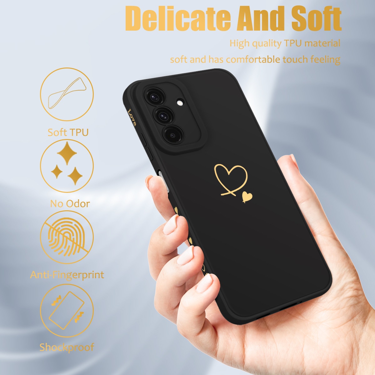 Husa compatibila cu Samsung Galaxy A27 5G cu 3 folii de protectie din sticla securizata, carcasa moale din TPU Negru
