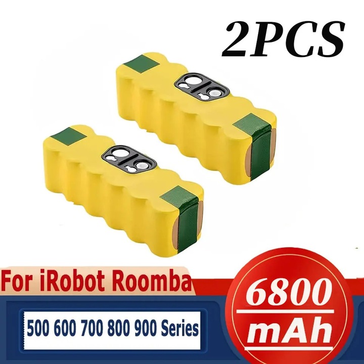 Acumulator de inlocuire, 14, 4 V Li-ion, 6800 mAh, set 2 bucati, pentru aspirator robot seria 500–900, modele 620 650 770 780 580