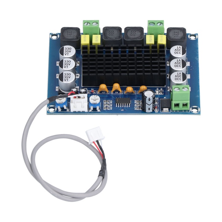 Kétcsatornás audio erősítő panel 120W, TPA3116d2, fekete, 12V-24V