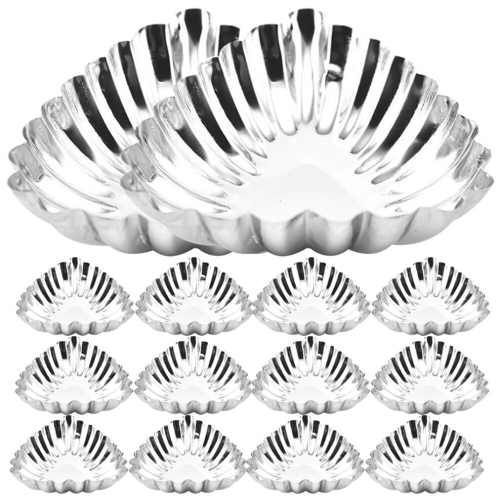 Set 20 forme mini tarta din otel inoxidabil, argintiu, 7.8x6.5x2cm